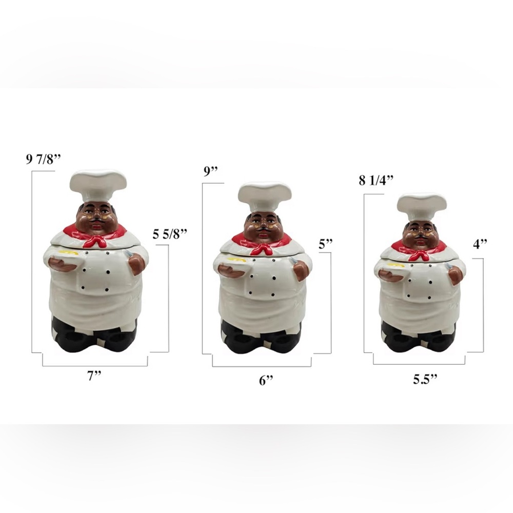 Happy Chef 4 PC Canister Set - White and Black - Picture 3 of 4